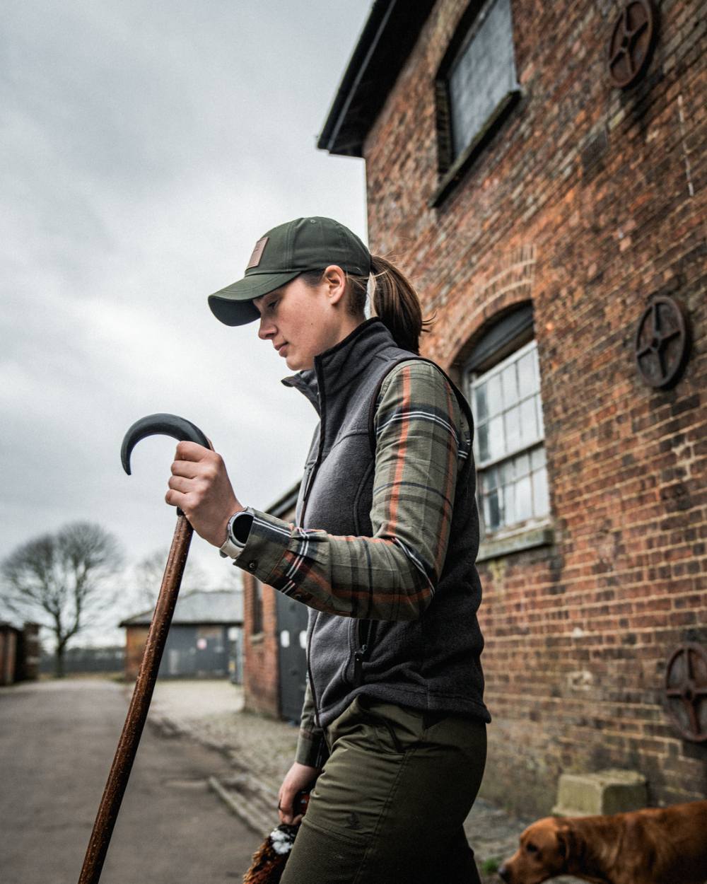 Dark Grey Melange Coloured Seeland Womens Woodcock Ivy Fleece Waistcoat on outdoor background 