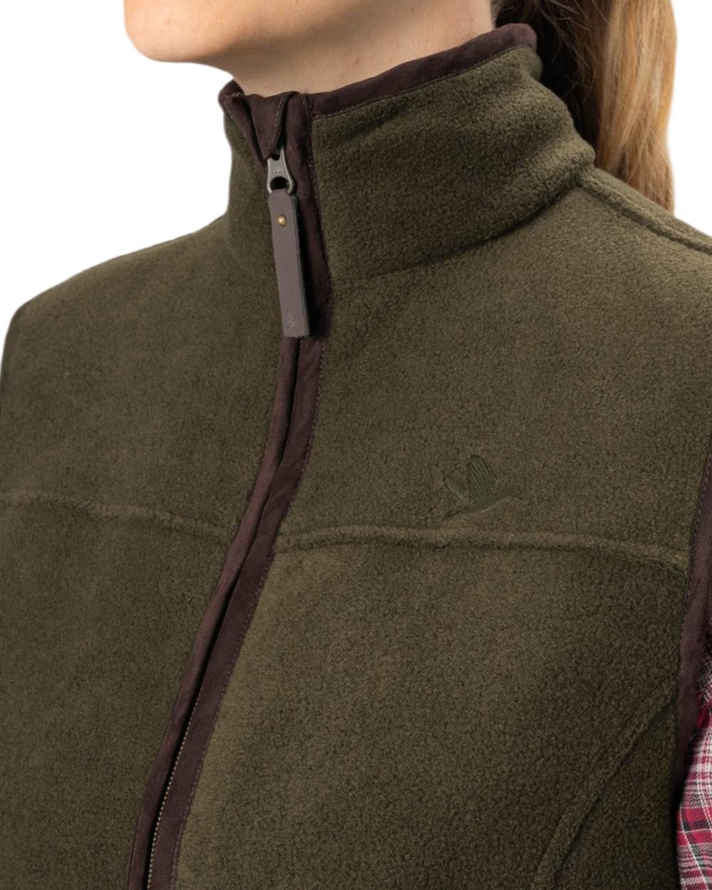 Pine Green Melange Coloured Seeland Womens Woodcock Ivy Fleece Waistcoat on White background 