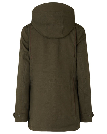 Shaded Olive coloured Seeland Womens Woodcock Royale Eve Jacket on white background 