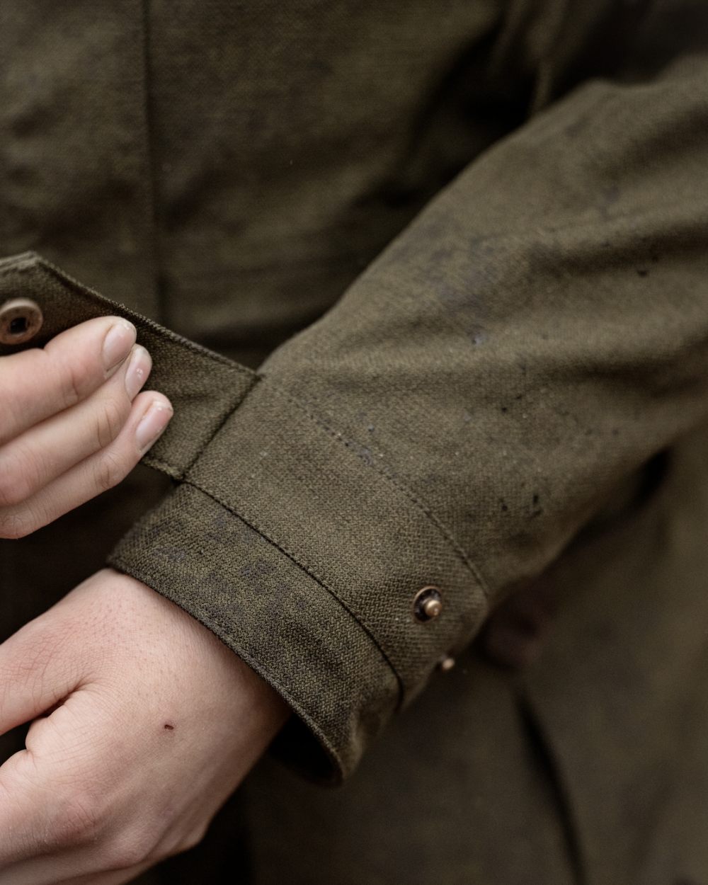 Shaded Olive coloured Seeland Womens Woodcock Royale Eve Jacket on forest background 