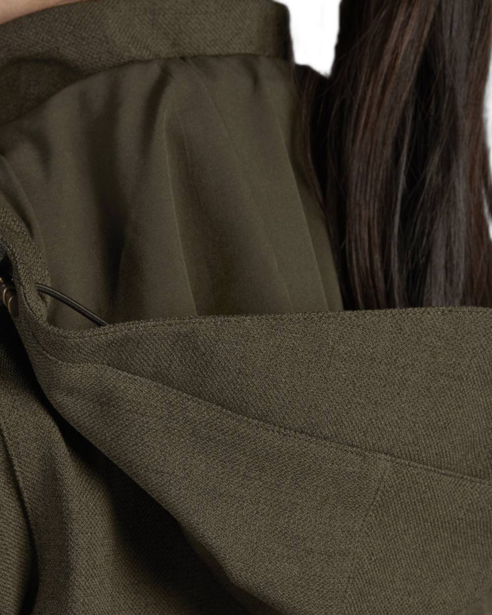 Shaded Olive coloured Seeland Woodcock Advanced Ladies Jacket on white background 