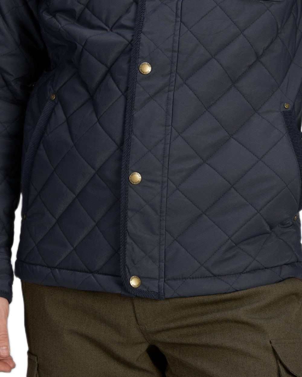 Classic Blue Coloured Seeland Woodcock Advanced Quilted Jacket on White background 