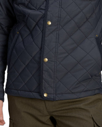 Classic Blue Coloured Seeland Woodcock Advanced Quilted Jacket on White background 