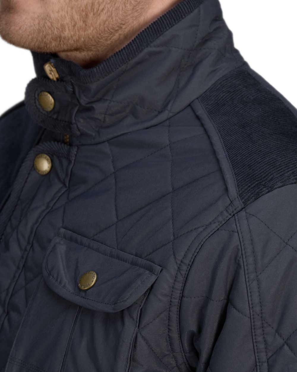 Classic Blue Coloured Seeland Woodcock Advanced Quilted Jacket on White background 