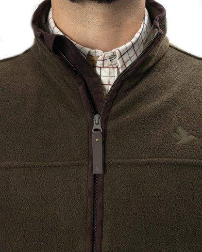 Pine Green Melange coloured Seeland Woodcock Earl Waistcoat on white background 