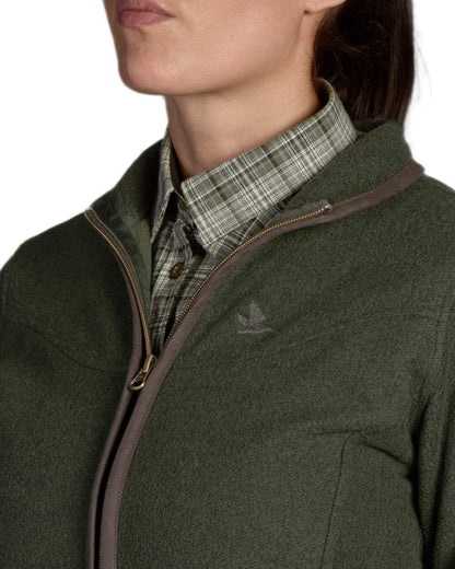 Classic Green Coloured Seeland Woodcock Ladies Fleece on White background 