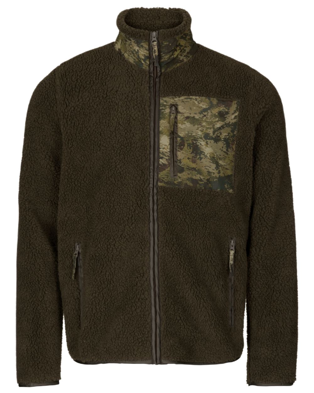Grizzly Brown Coloured Seeland Zephyr Camo Fleece Jacket on White background 