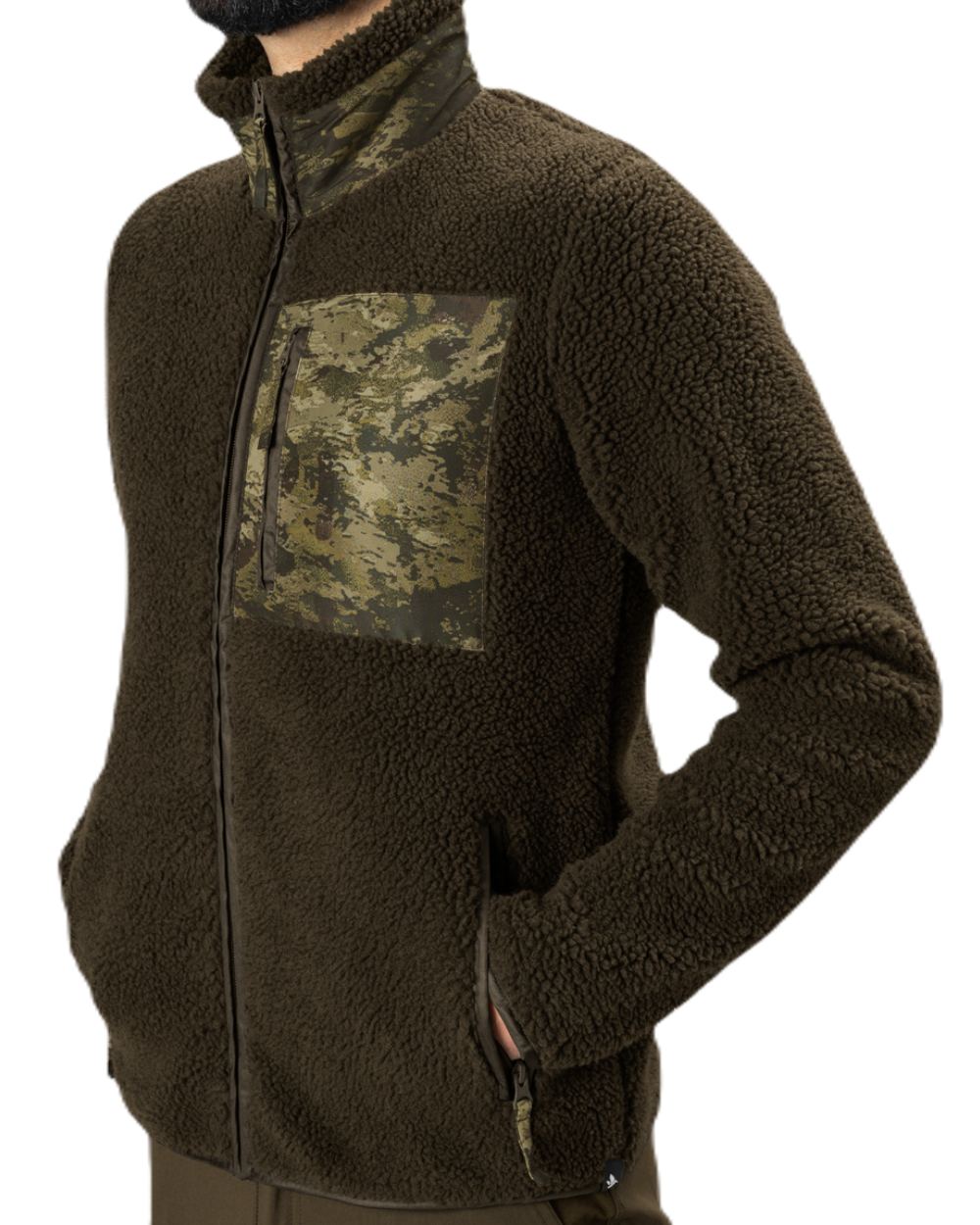 Grizzly Brown Coloured Seeland Zephyr Camo Fleece Jacket on White background 
