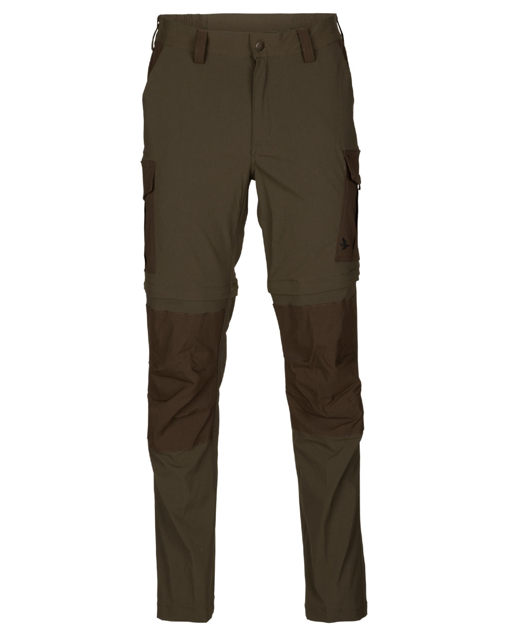 Pine Green/Demitasse Brown coloured Seeland Birch Zip-Off Trousers on white background