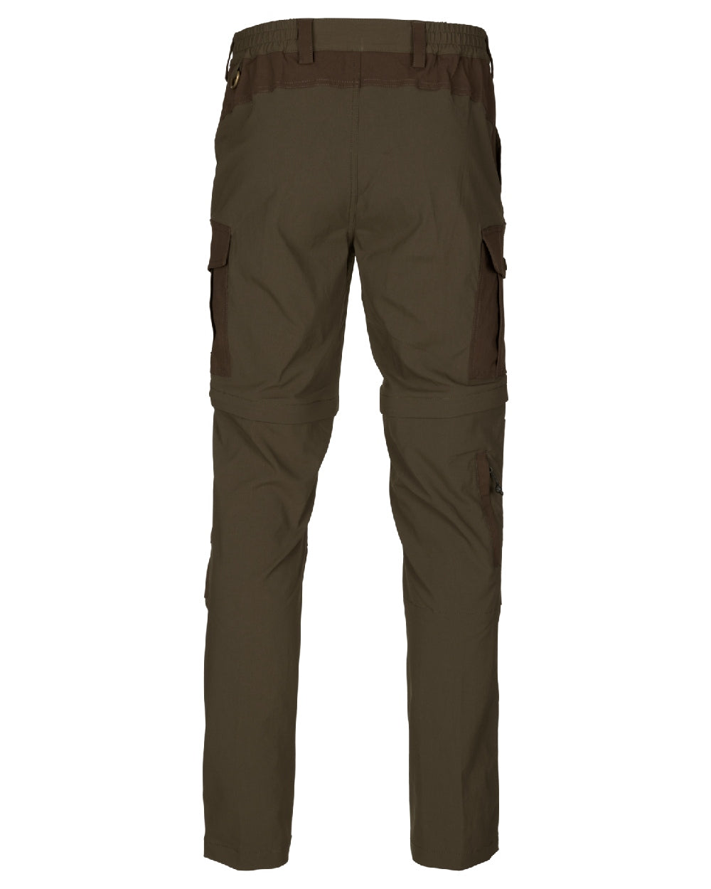 Pine Green/Demitasse Brown coloured Seeland Birch Zip-Off Trousers on white background