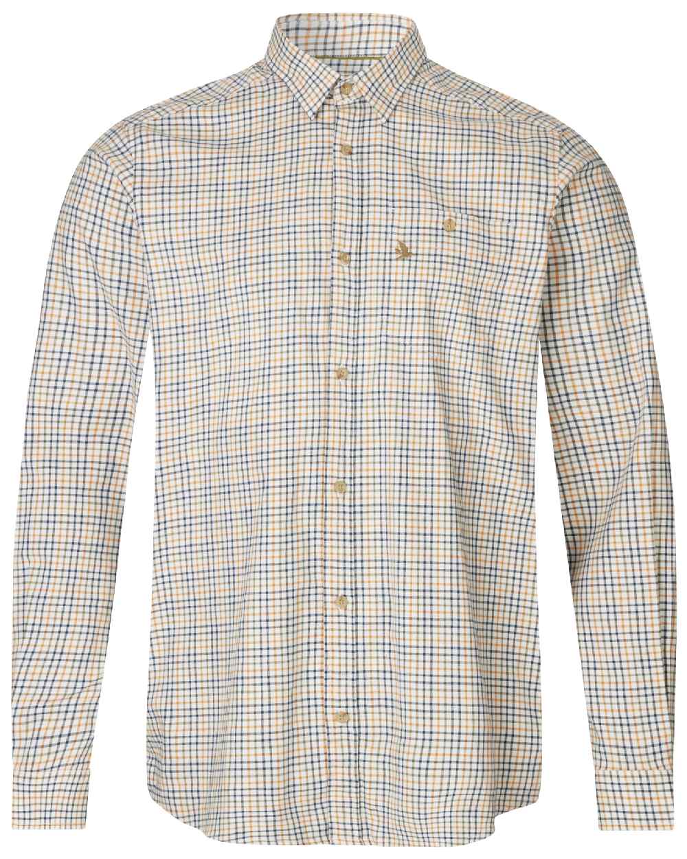 Classic Yellow Check coloured Seeland Shooting Shirt on white background 