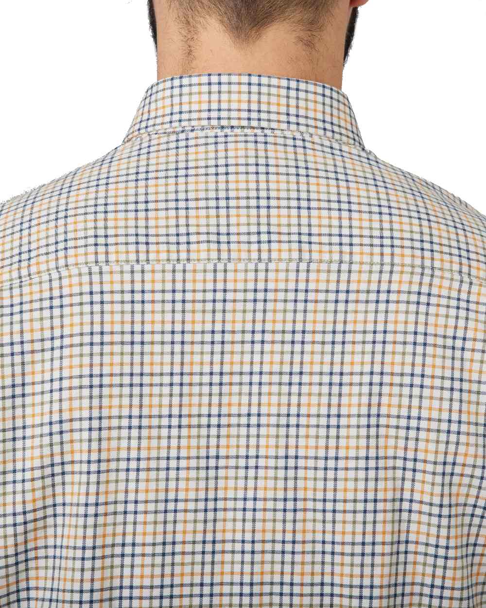 Classic Yellow Check coloured Seeland Shooting Shirt on white background 