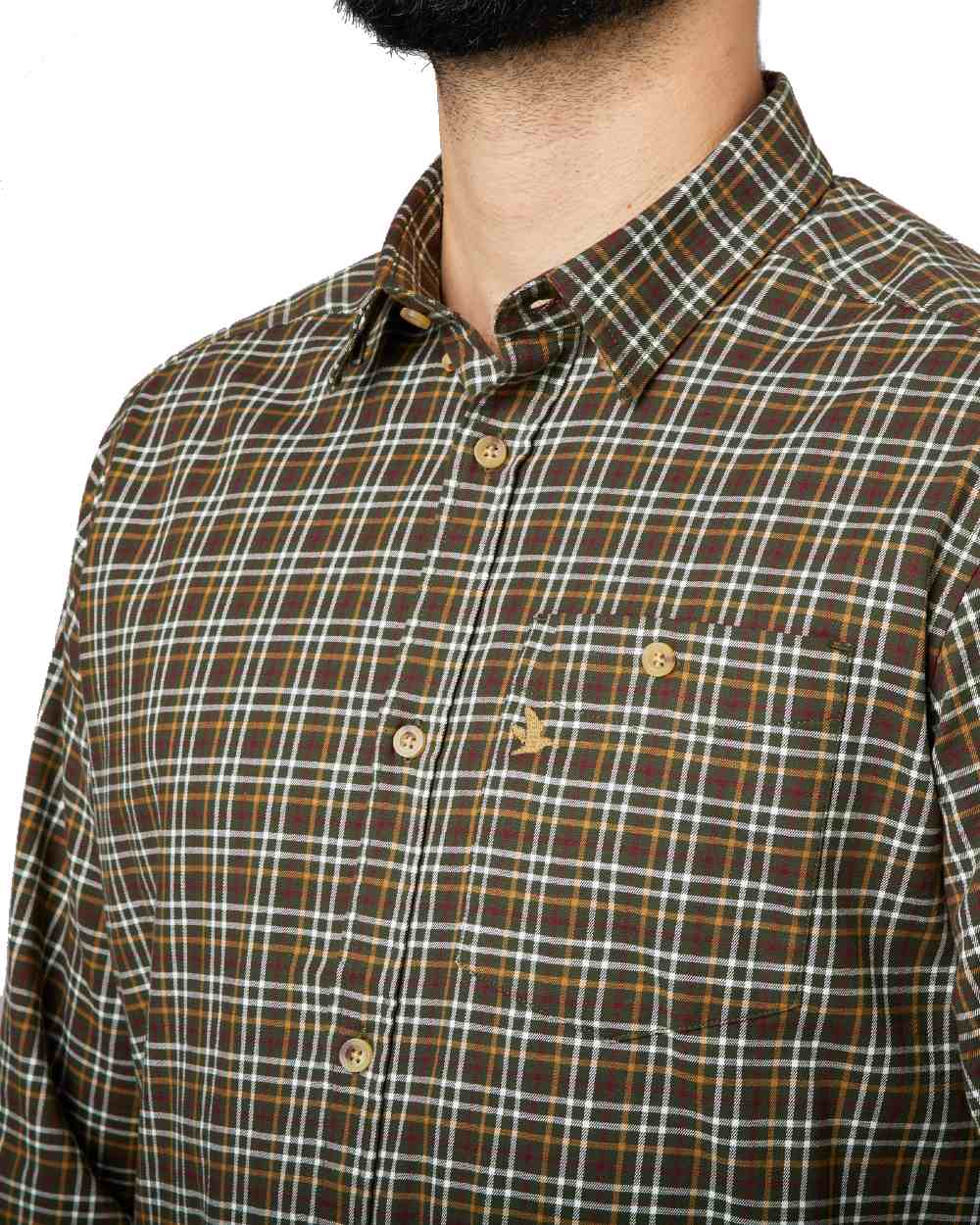 Rosin Check coloured Seeland Shooting Shirt on white background 