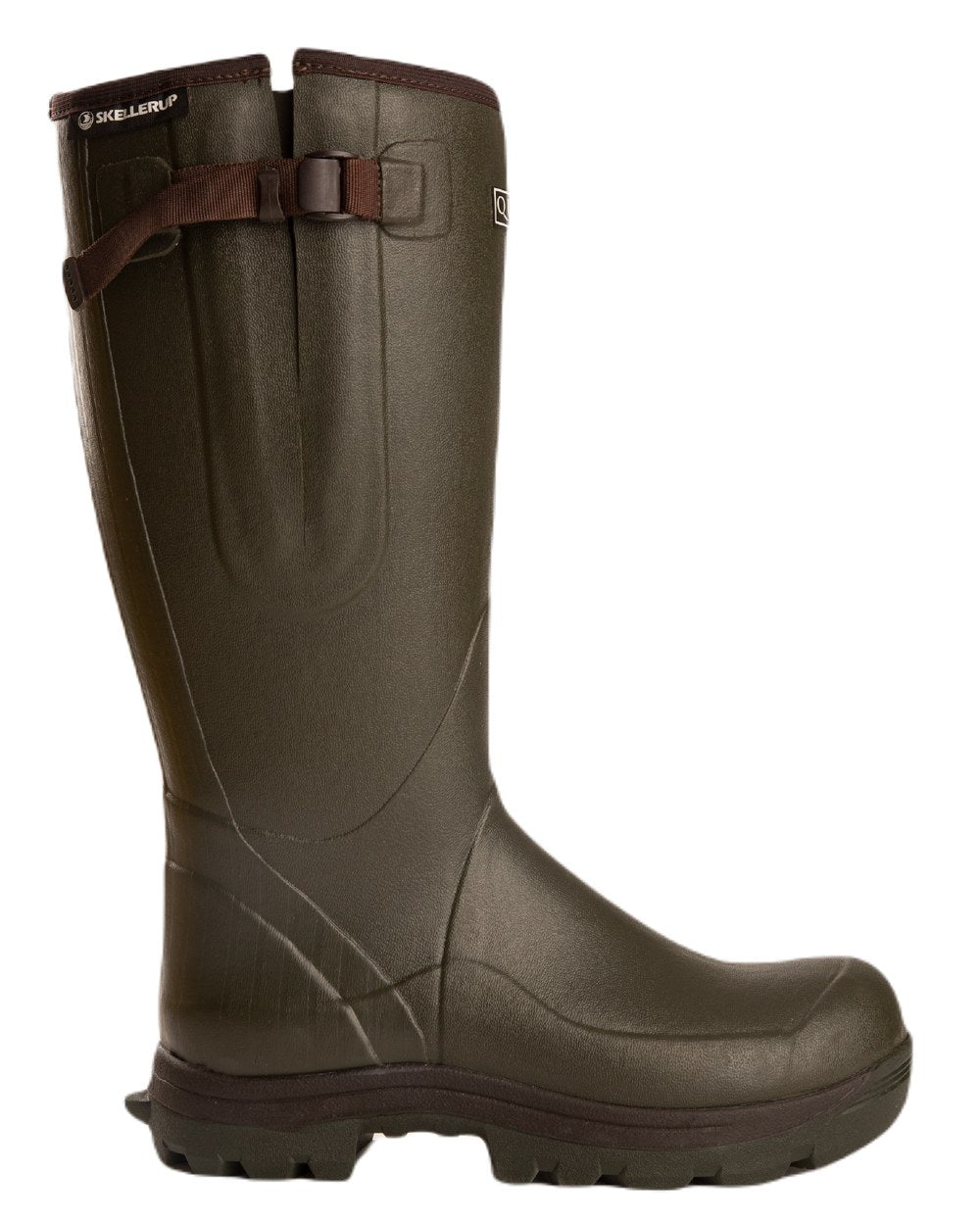 Green Brown Coloured Skellerup Quatro Sport Boot on white background 