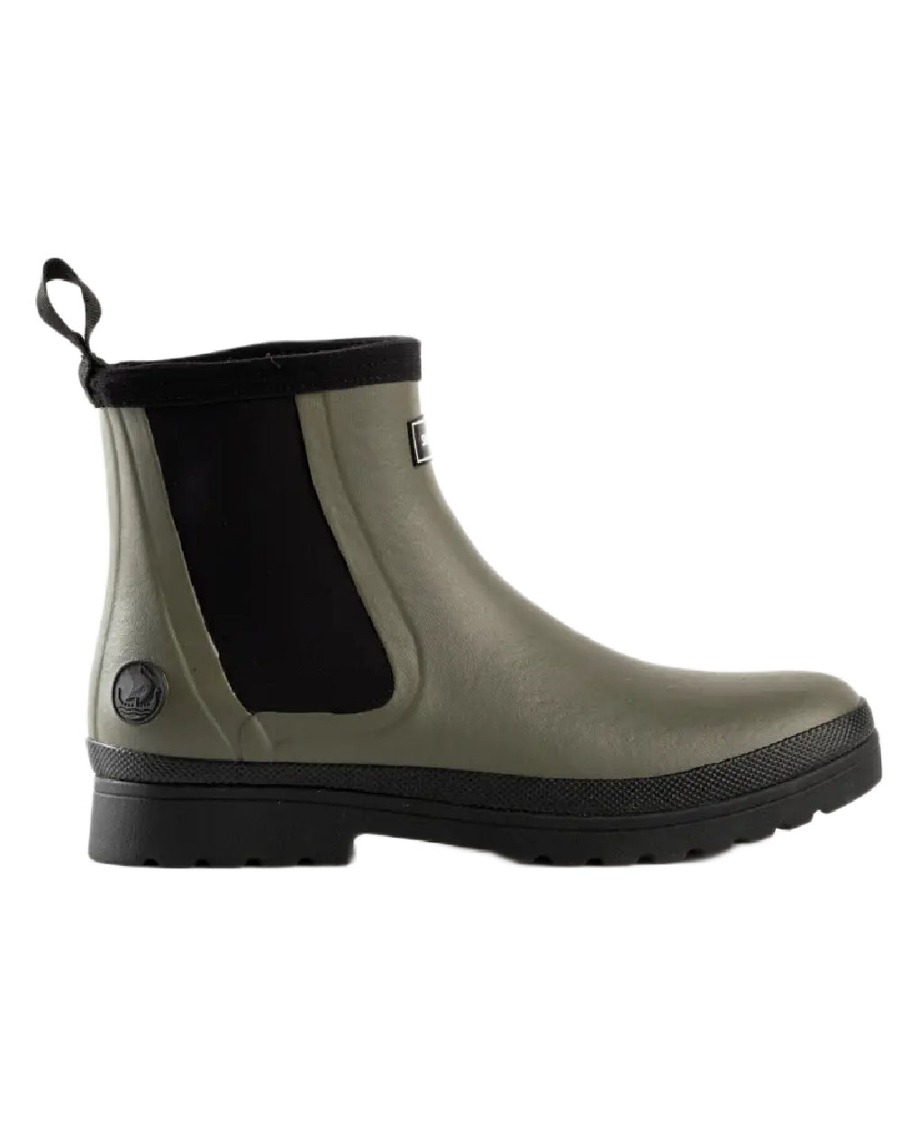 Olive coloured Skellerup Meadow Ankle Boots on white background 