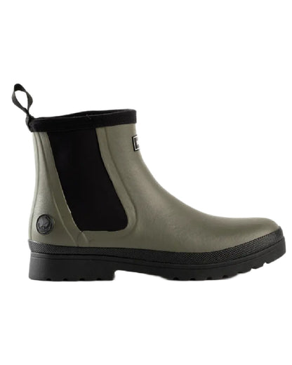 Olive coloured Skellerup Meadow Ankle Boots on white background 