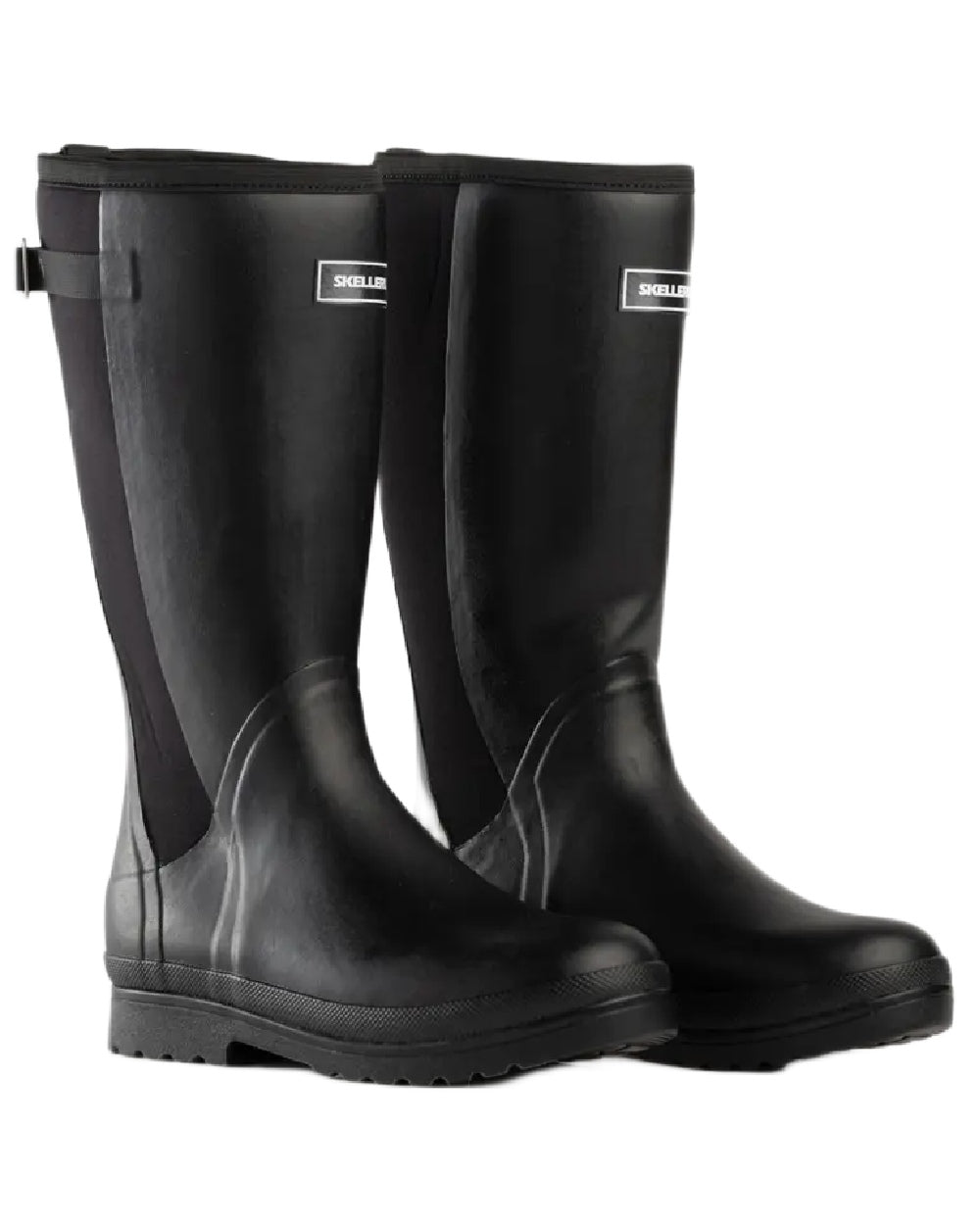 Black coloured Skellerup Womens Meadow Wellingtons on white background 