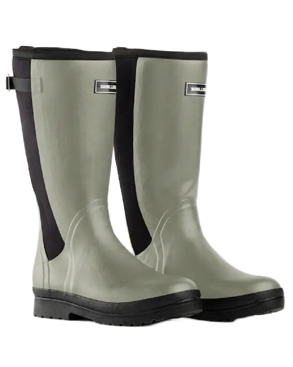 Olive coloured Skellerup Womens Meadow Wellingtons on white background 