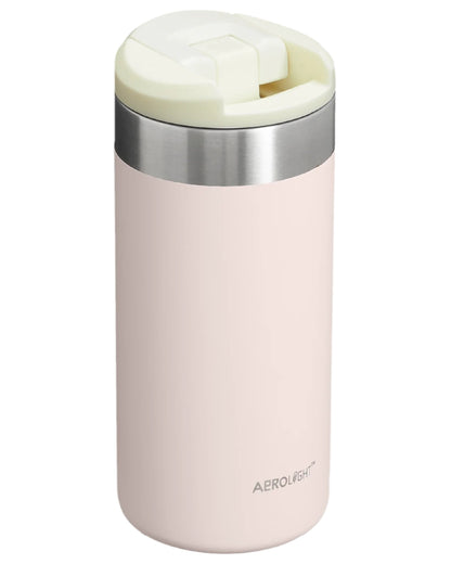 Rose Quartz Coloured Stanley AeroLight Transit Mug 0.35L on white background 