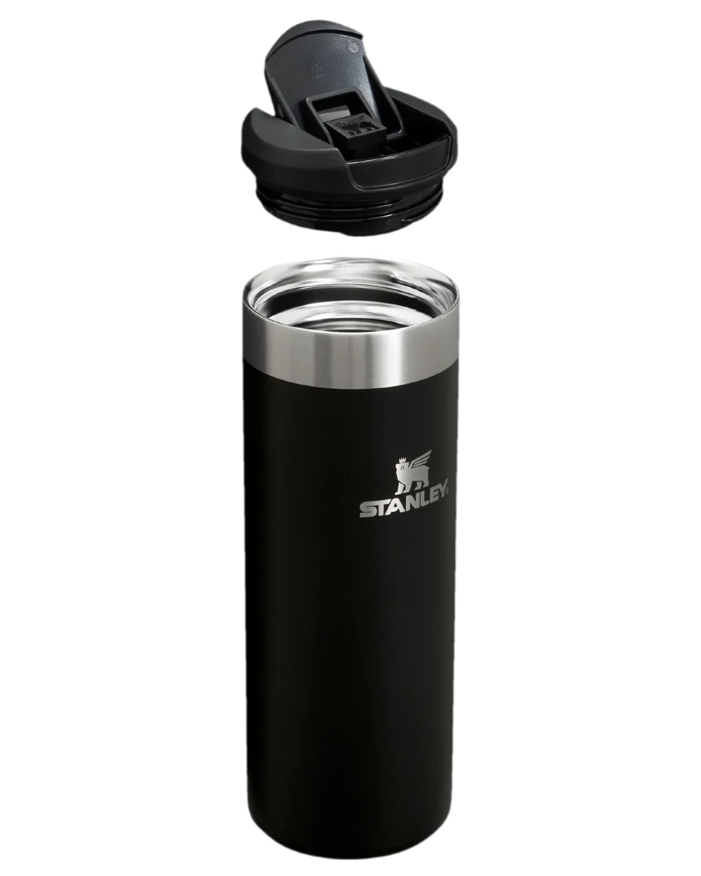 Black Coloured Stanley AeroLight Transit Mug 0.47L on white background 
