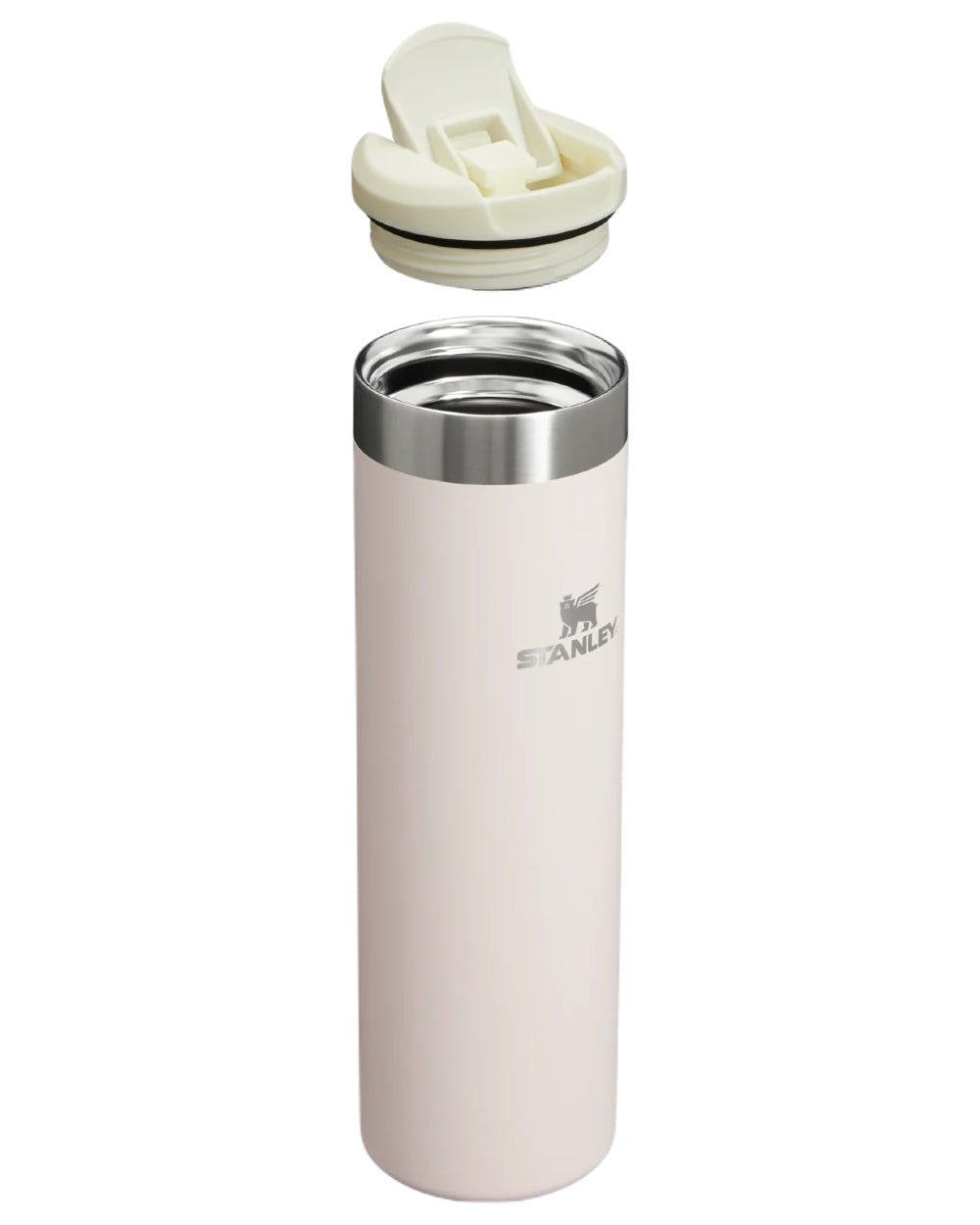 Rose Quartz coloured Stanley AeroLight Transit Mug 0.6L on white background 