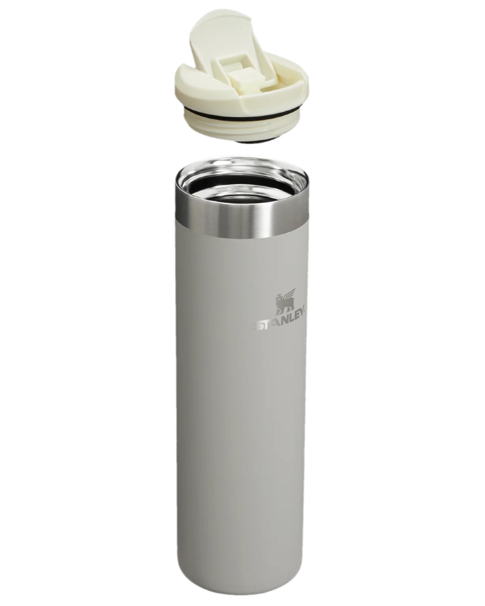 Ash Coloured Stanley The AeroLight Transit Mug 0.6L on white background 