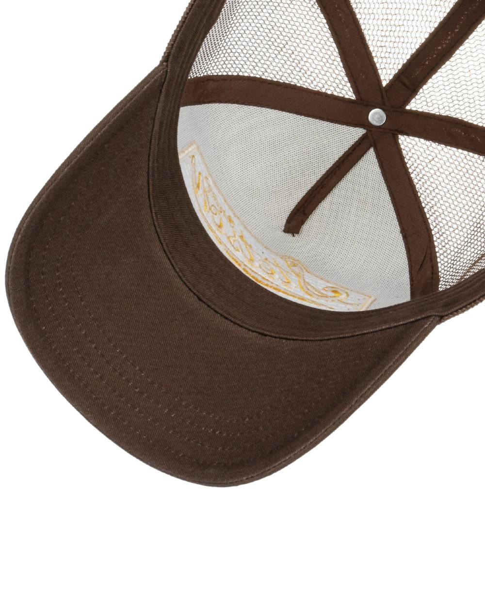 Brown White Stetson American Heritage Brown White Trucker Cap on white background 