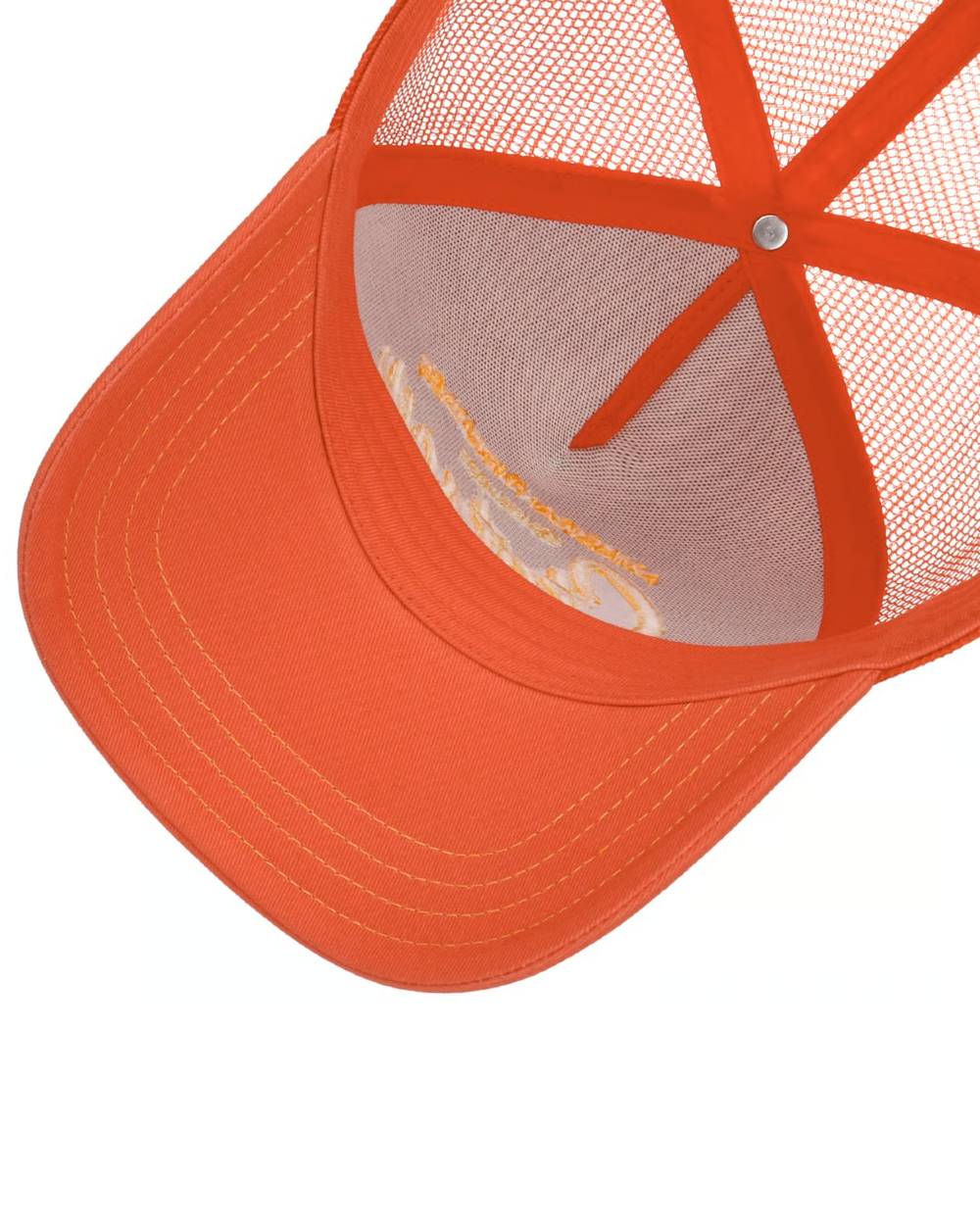 Salmon coloured Stetson American Heritage Classic Salmon Trucker Cap on white background 