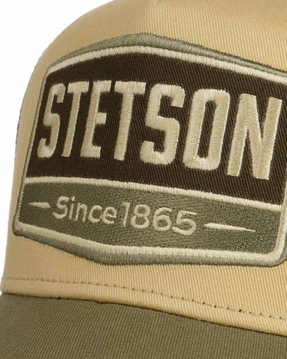 Green Beige coloured Stetson American Heritage Gasoline Trucker Cap on white background 