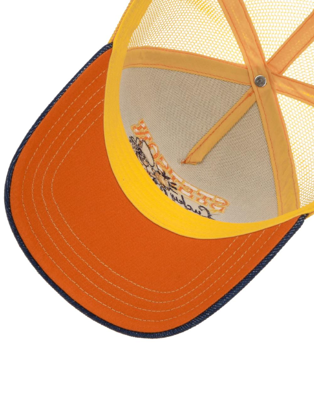 Denim Blue Off White coloured Stetson American Heritage Lucky Miners Trucker Cap on white background 