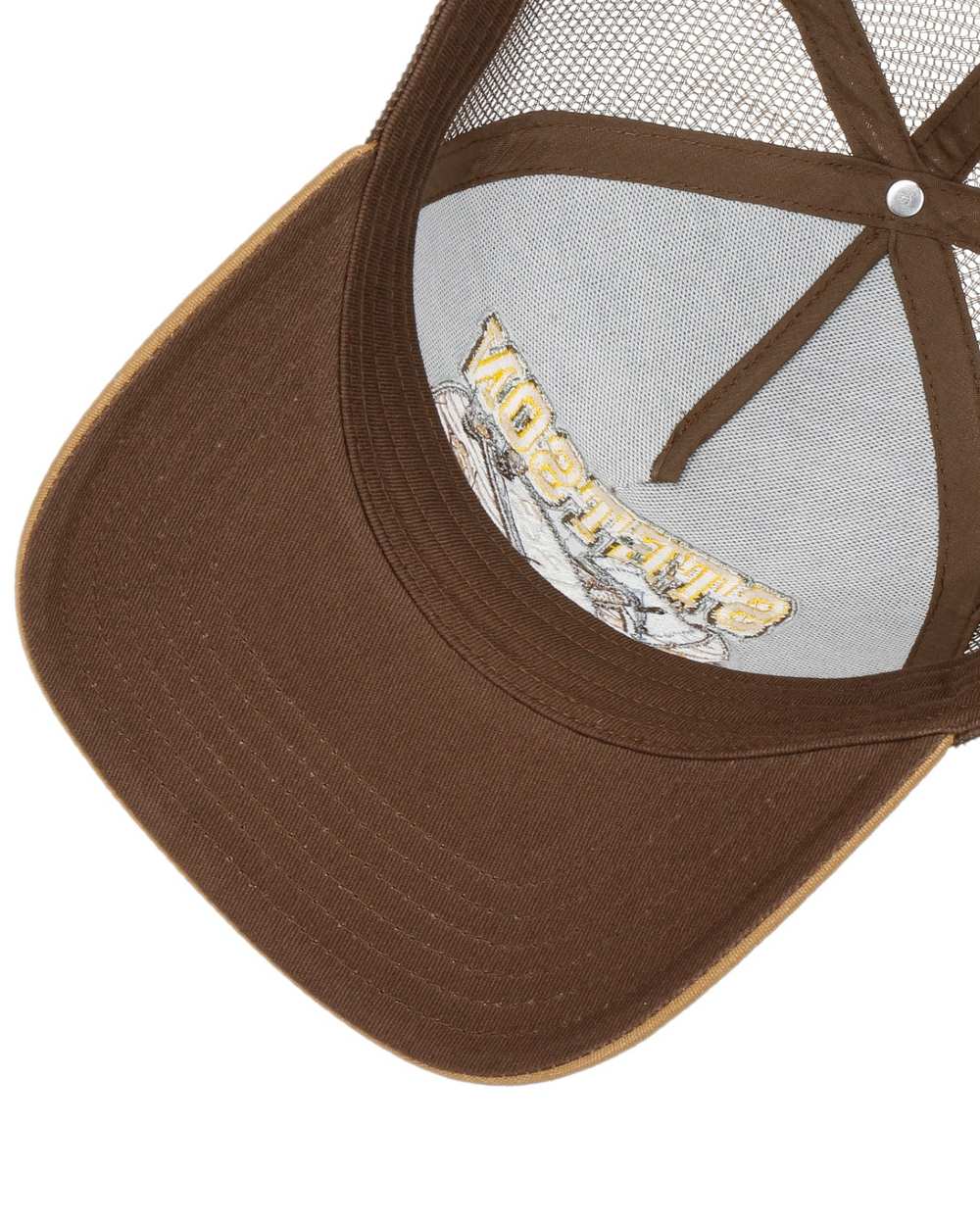 Caramel Green coloured Stetson American Heritage Lumberjack Trucker Cap on white background 