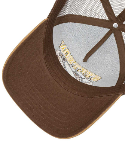Caramel Green coloured Stetson American Heritage Lumberjack Trucker Cap on white background 