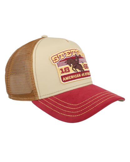 Wine Beige coloured Stetson American Heritage Rodeo Trucker Cap on white background 