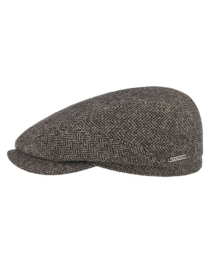 Antra Melange coloured Stetson Belfast Classic Wool Flat Cap on white background 