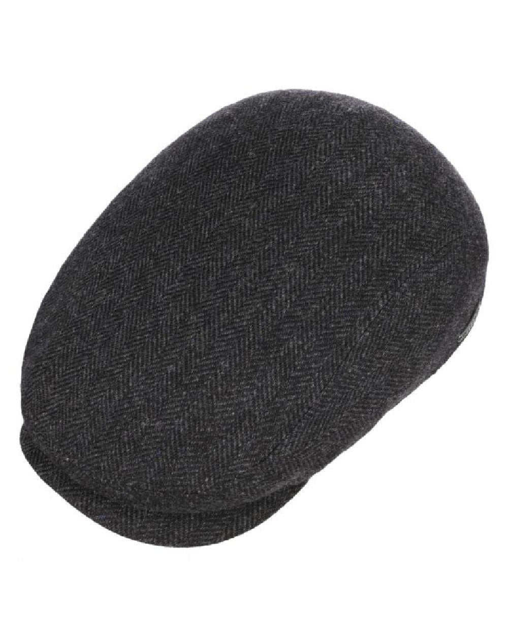 Dark Grey coloured Stetson Belfast Classic Wool Flat Cap on white background 