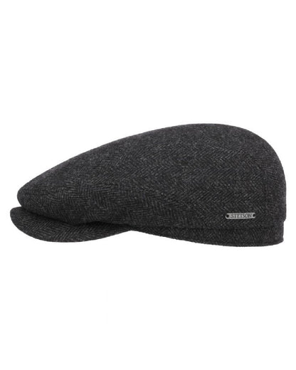 Dark Grey coloured Stetson Belfast Classic Wool Flat Cap on white background 