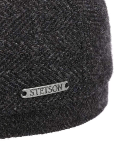 Dark Grey coloured Stetson Belfast Classic Wool Flat Cap on white background 