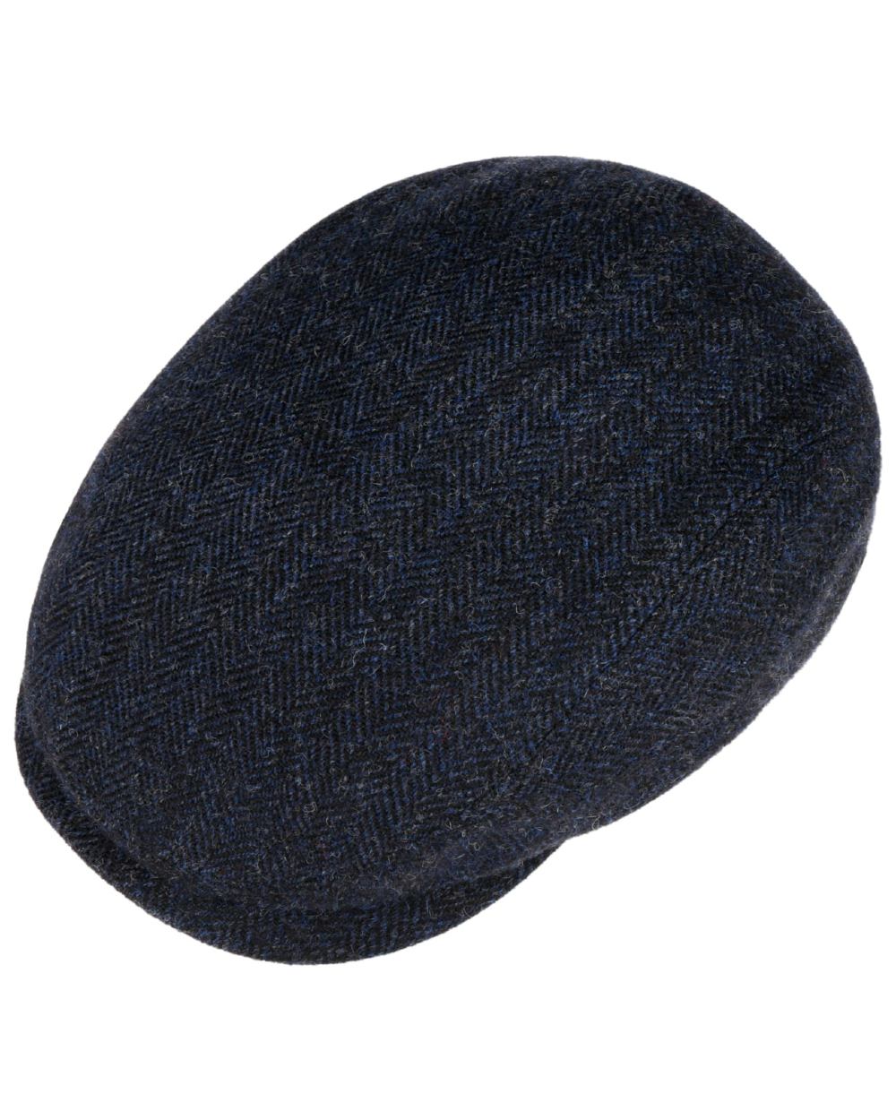 Dark Navy coloured Stetson Belfast Classic Wool Flat Cap on white background 