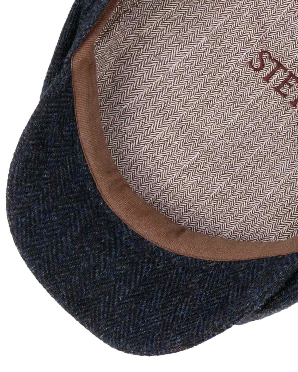Dark Navy coloured Stetson Belfast Classic Wool Flat Cap on white background 