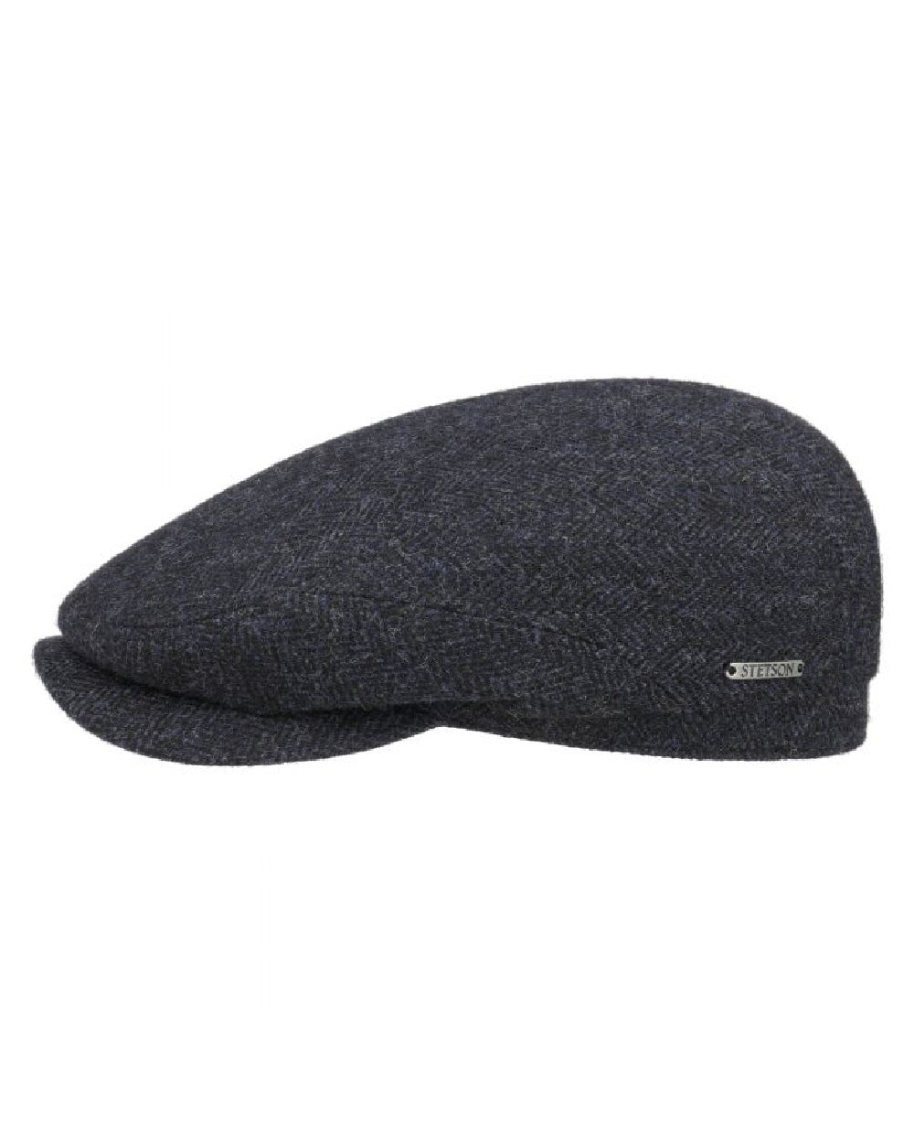 Dark Navy coloured Stetson Belfast Classic Wool Flat Cap on white background 