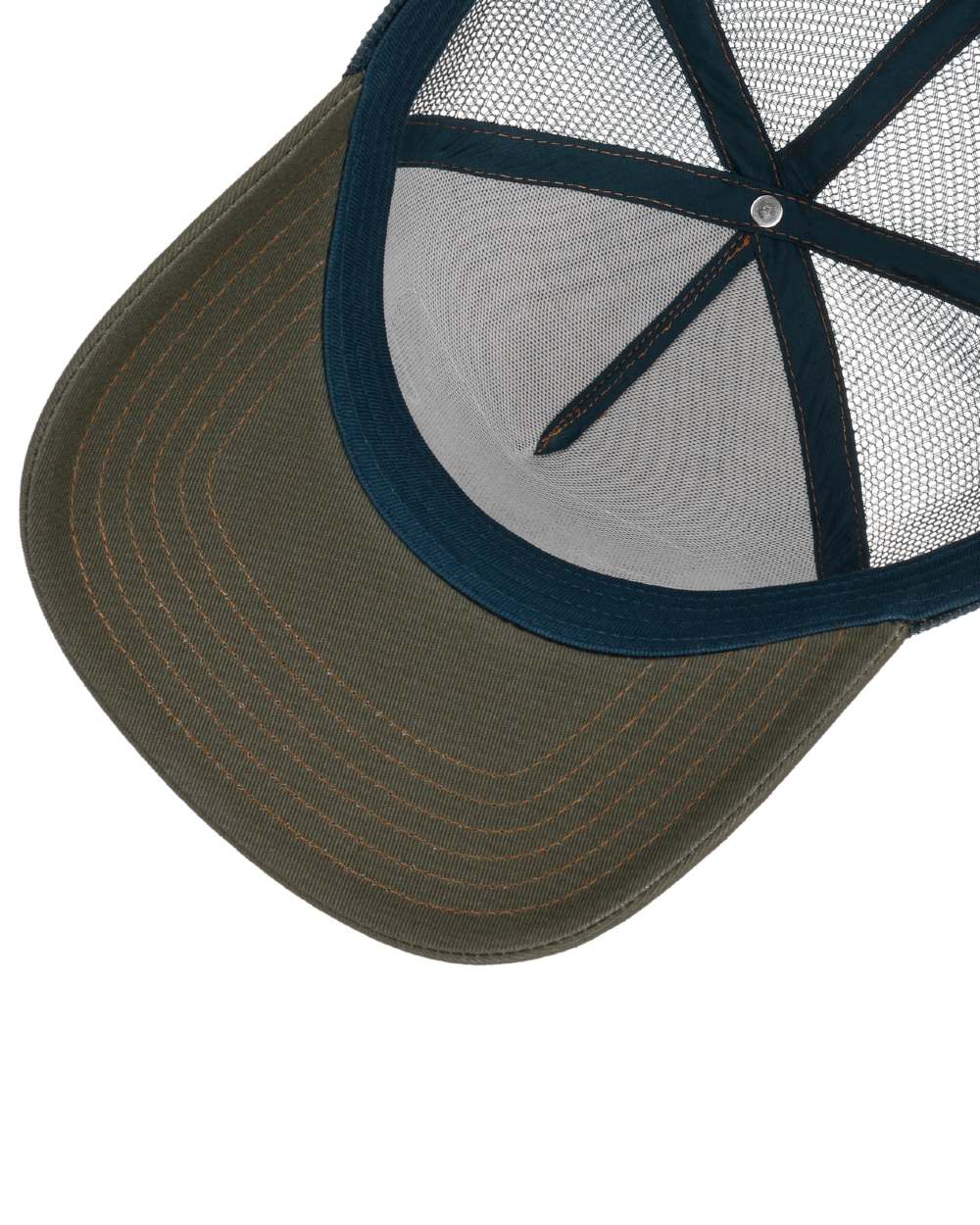 Blue coloured Stetson Biker Trucker Cap on white background 