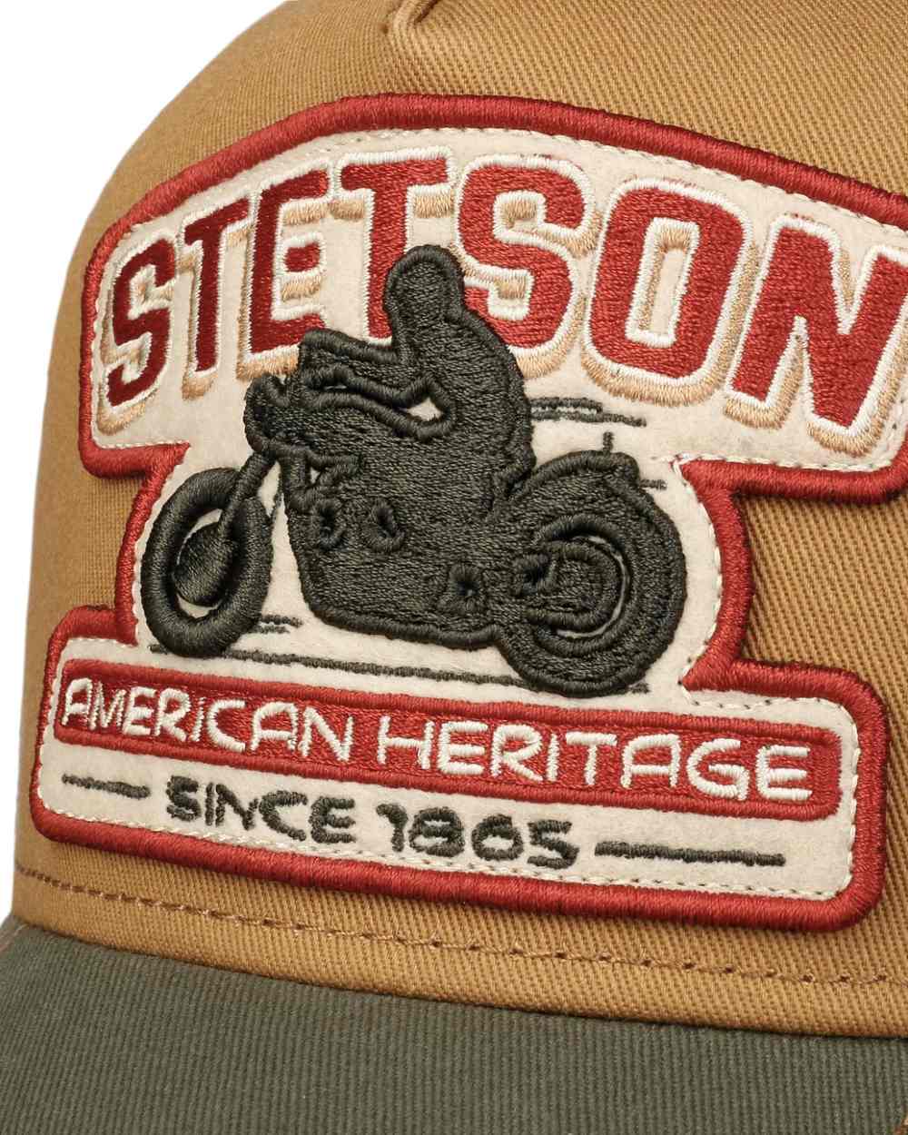 Blue coloured Stetson Biker Trucker Cap on white background 
