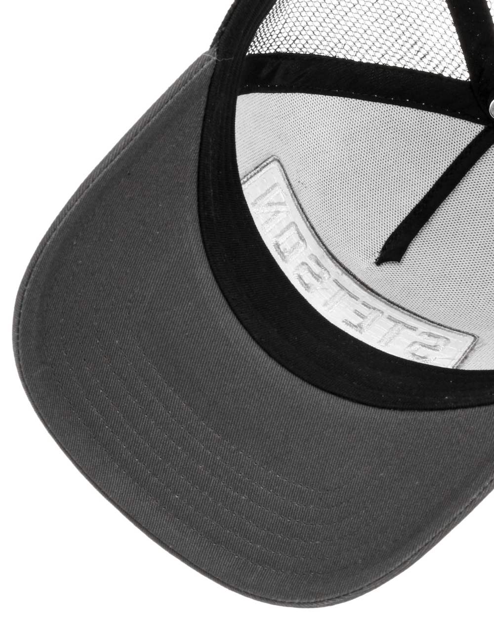 Grey Black coloured Stetson Black Highway Trucker Cap on white background 