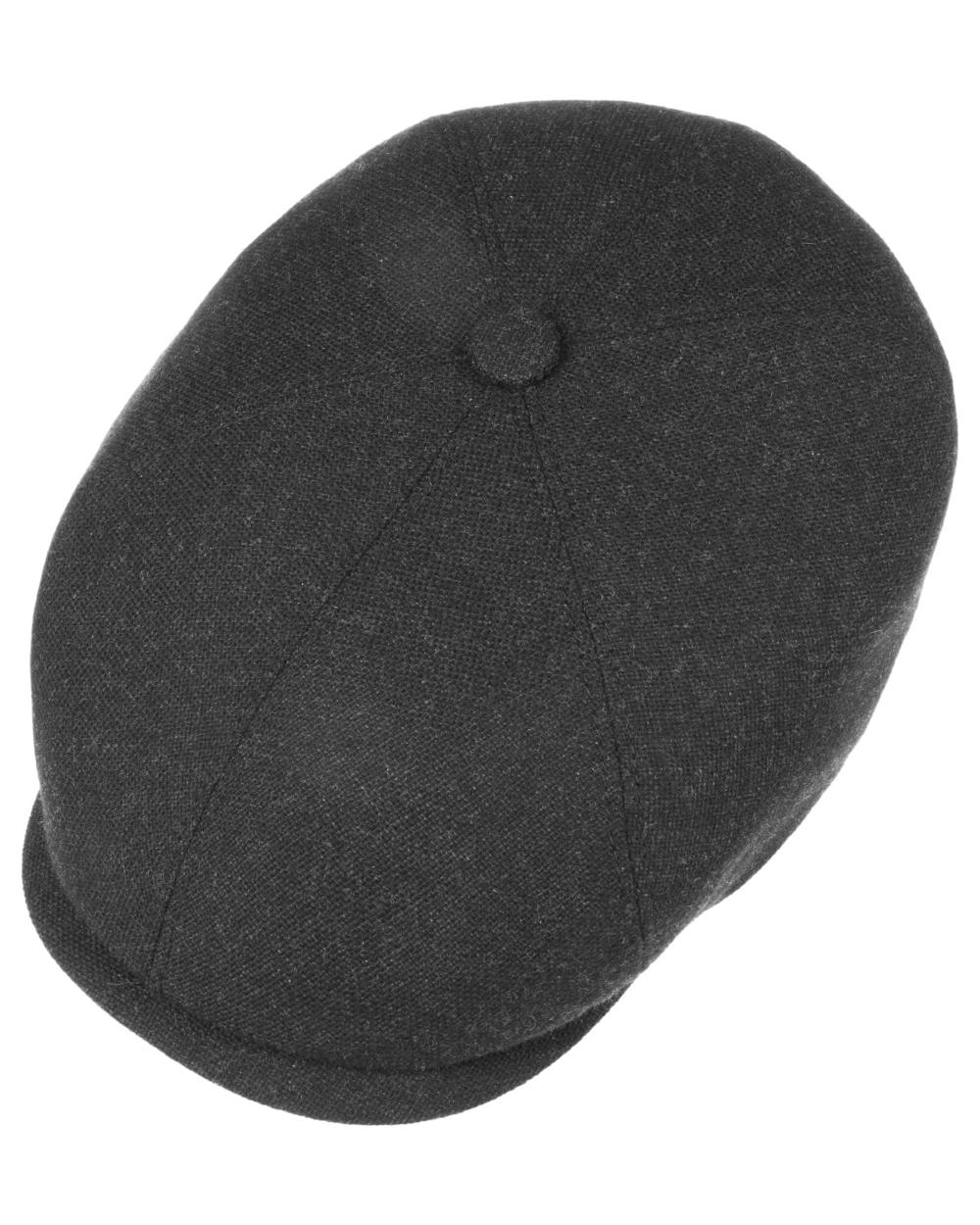Anthracite coloured Stetson Brooklin Wool Cashmere Flat Cap on white background 