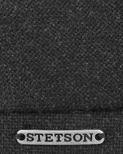 Anthracite coloured Stetson Brooklin Wool Cashmere Flat Cap on white background 