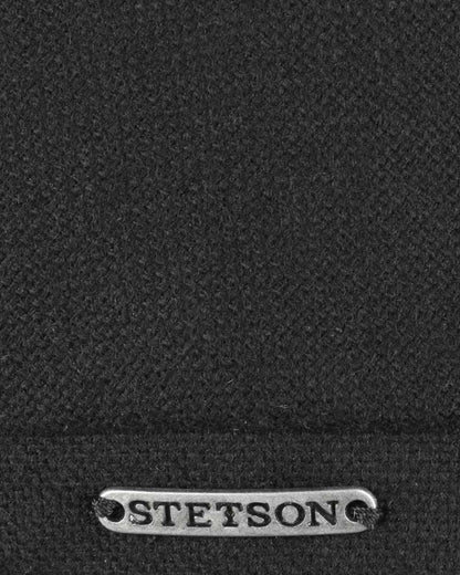 Black coloured Stetson Brooklin Wool Cashmere Flat Cap on white background 