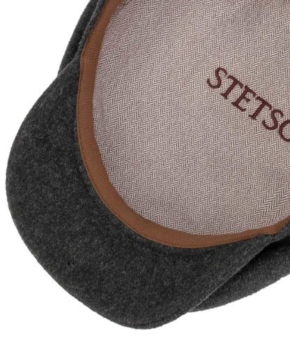 Anthracite Melange Coloured Stetson Cashmere Wool Driver Cap On A White Background 