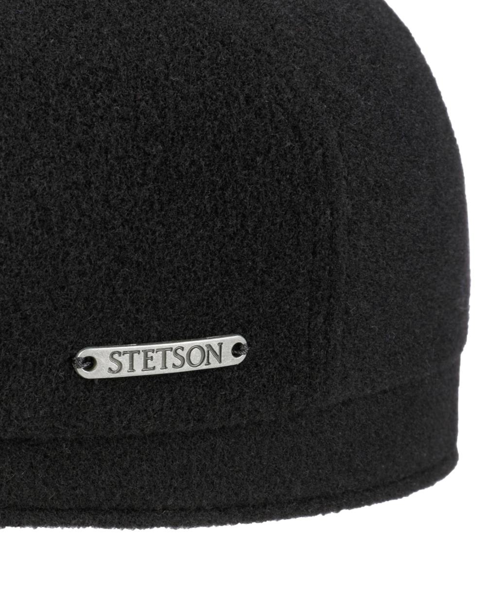 Black Coloured Stetson Cashmere Wool Driver Cap On A White Background 