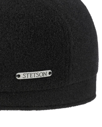 Black Coloured Stetson Cashmere Wool Driver Cap On A White Background 