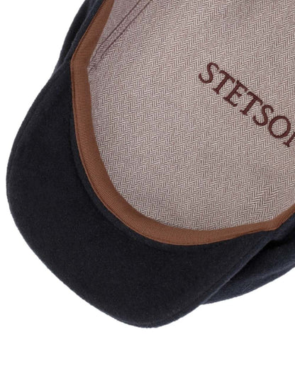 Navy coloured Stetson Cashmere Wool Driver Cap on white background 
